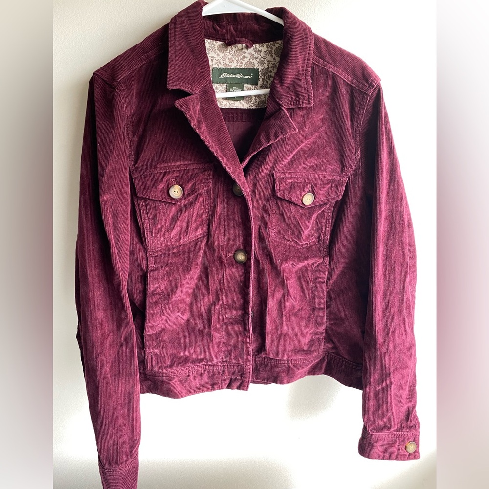 Eddie Bower Burgundy Corduroy Jacket 100% Cotton (L) Gilmore Girls style